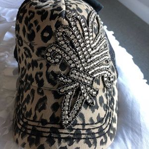 Women’s cheetah rhinestone hat